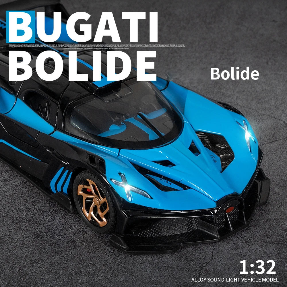 

1/32 Simulation Bugatti BOLIDE Alloy Model Car Toy Supercar Diecast With Sound and Light Super Racing Toy for children Gift