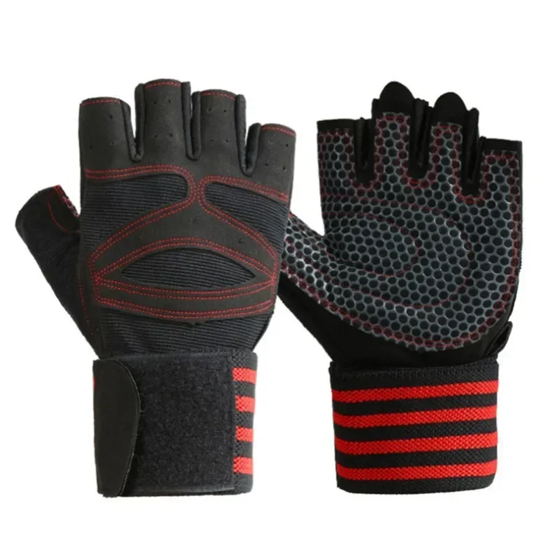 Sports Gloves Anti-skid Wear-resistant Soft Unisex Body Building Training Sports Mitten Lengthened Wristband for Adult sports gloves gym gloves