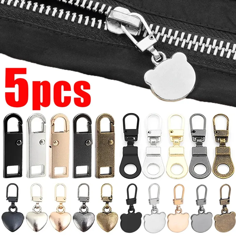 5/1Pcs Detachable Metal Zipper Head Repair Kits Universal Replacement Zipper Puller Luggage Purse DIY Clothing Accessories