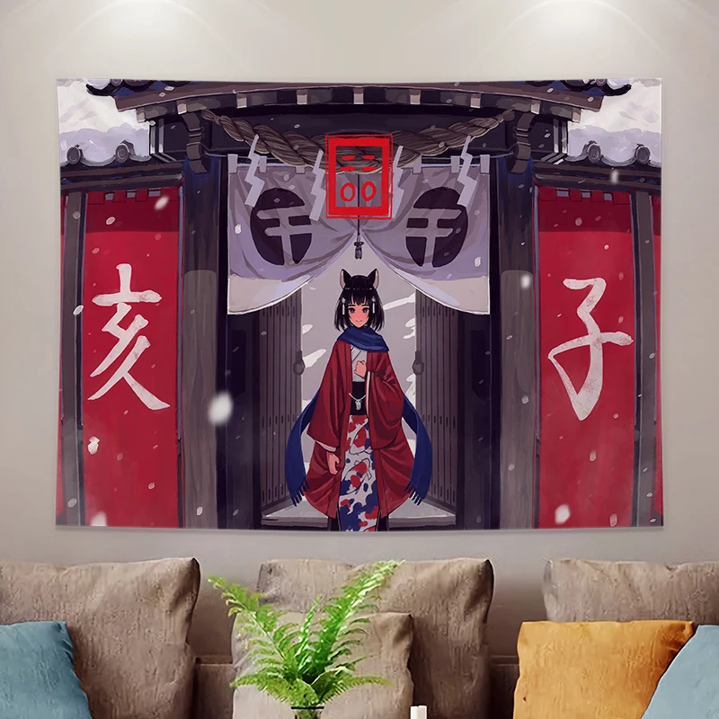 Japanese Ins Kawaii Room Decor Anime Print Tapestry Wall Hanging Aesthetic Room Decor Mural Aesthetic Wall Tapestry