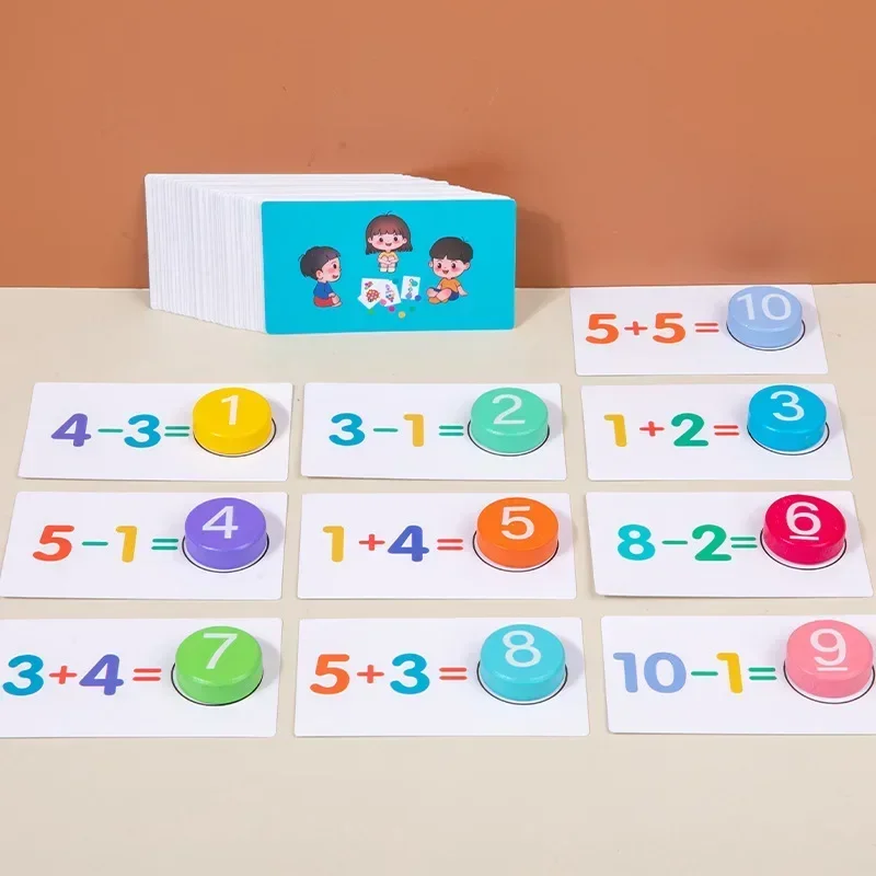 Kids Arithmetic Card Matching Game Puzzles Toy Montessori Math Toy Addition Subtraction Parish Early Educational Counting