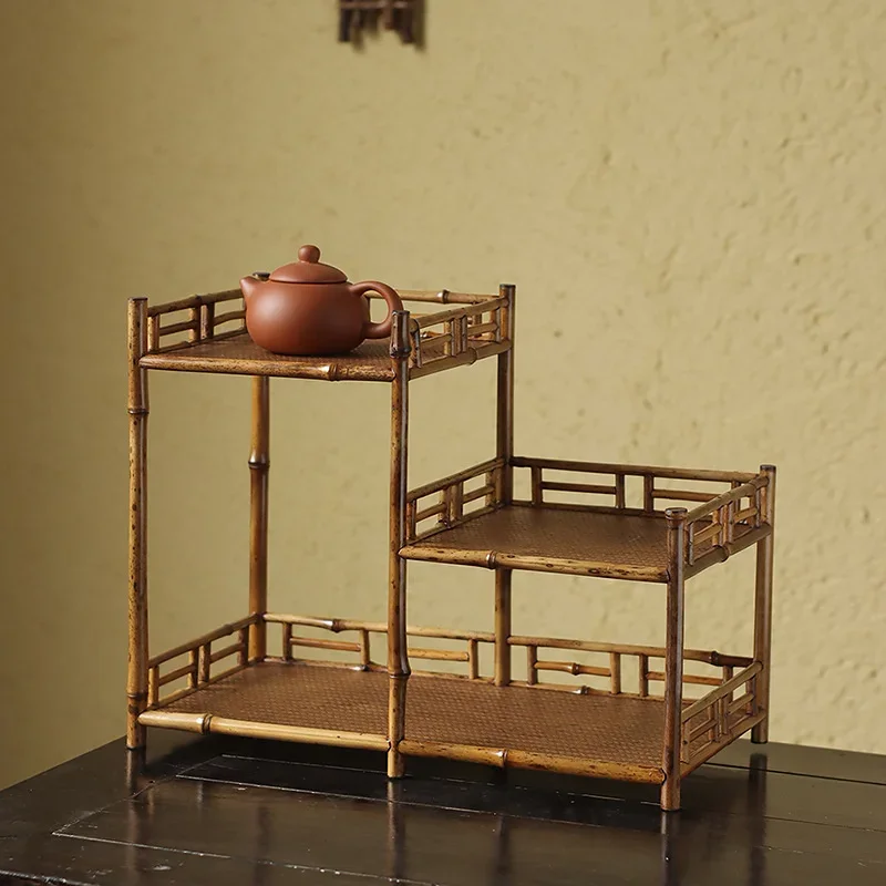 Tea Room Study Desk Shelf New Chinese Style Blog Rack Storage Display Plant Organizer Cabinet blog