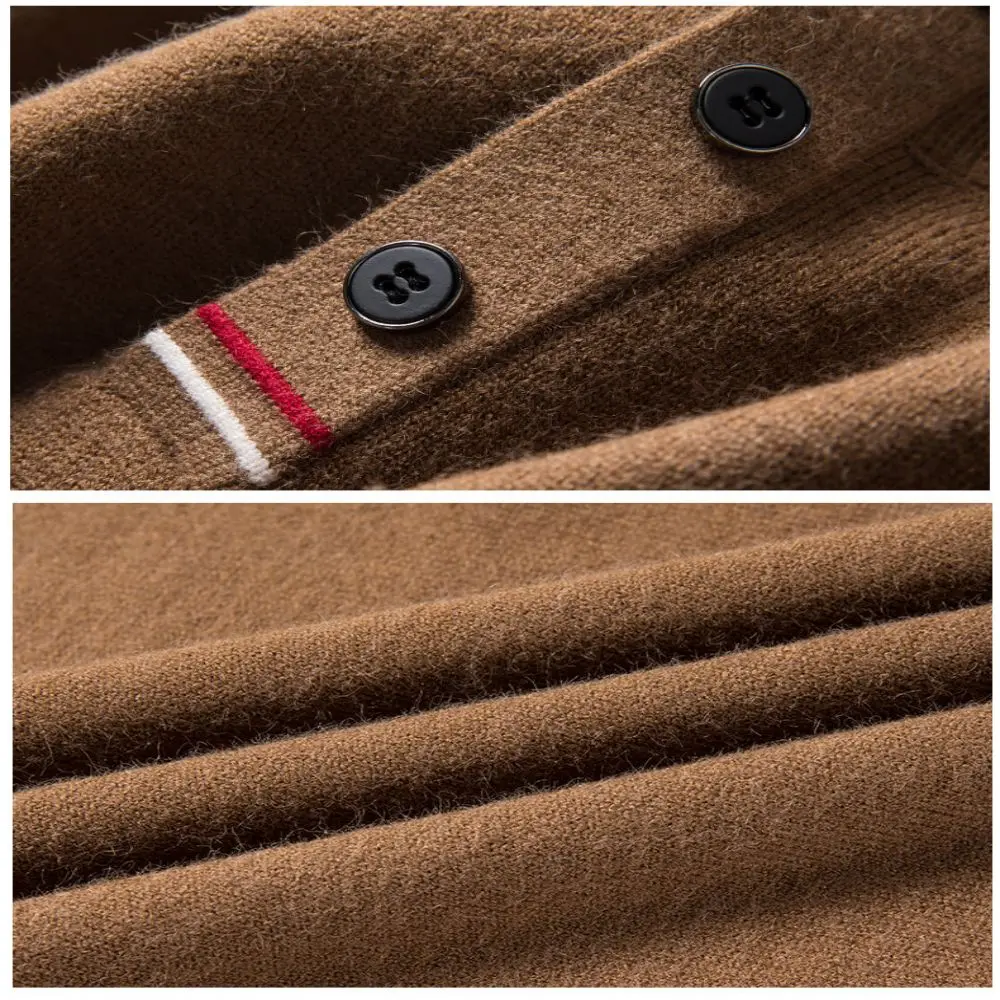 2023 Winter New Fashion Men's Half High Collar Solid Color Long Sleeved Knit Shirt Casual Versatile Thickened Pullover Sweater