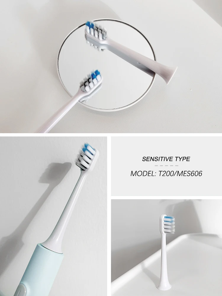 Ersatz Pinsel Köpfe 10PCS für XIAOMI T200 Weiß/GrayBlue Tiefe Reinigung Elektrische Zahnbürste Weichen DuPont Borsten Düsen – Detail 3