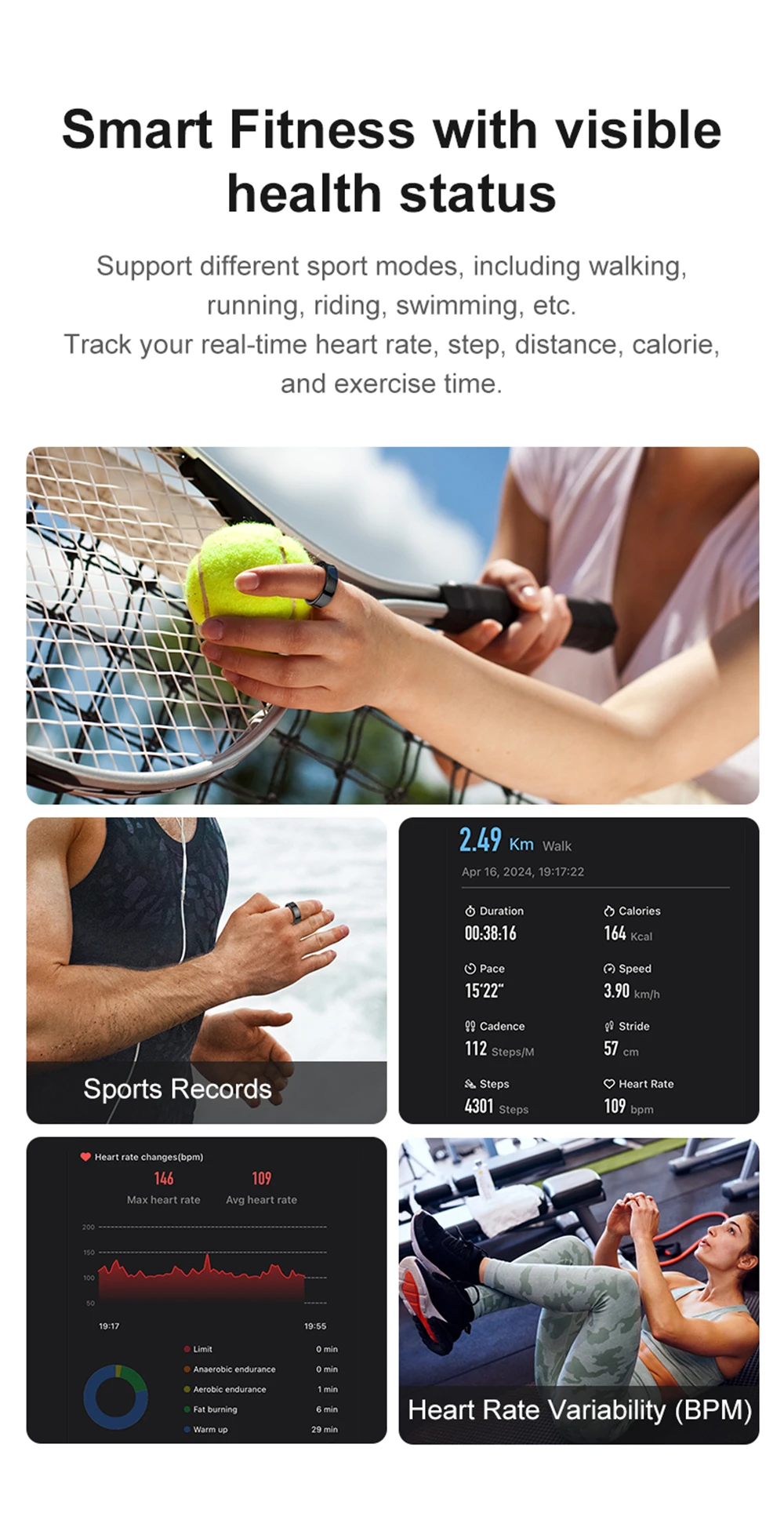 New Smart Ring Men Women Charging Case Skin Temperature Health Sleep Monitor 5ATM Waterproof Camera Control Holidays Gifts