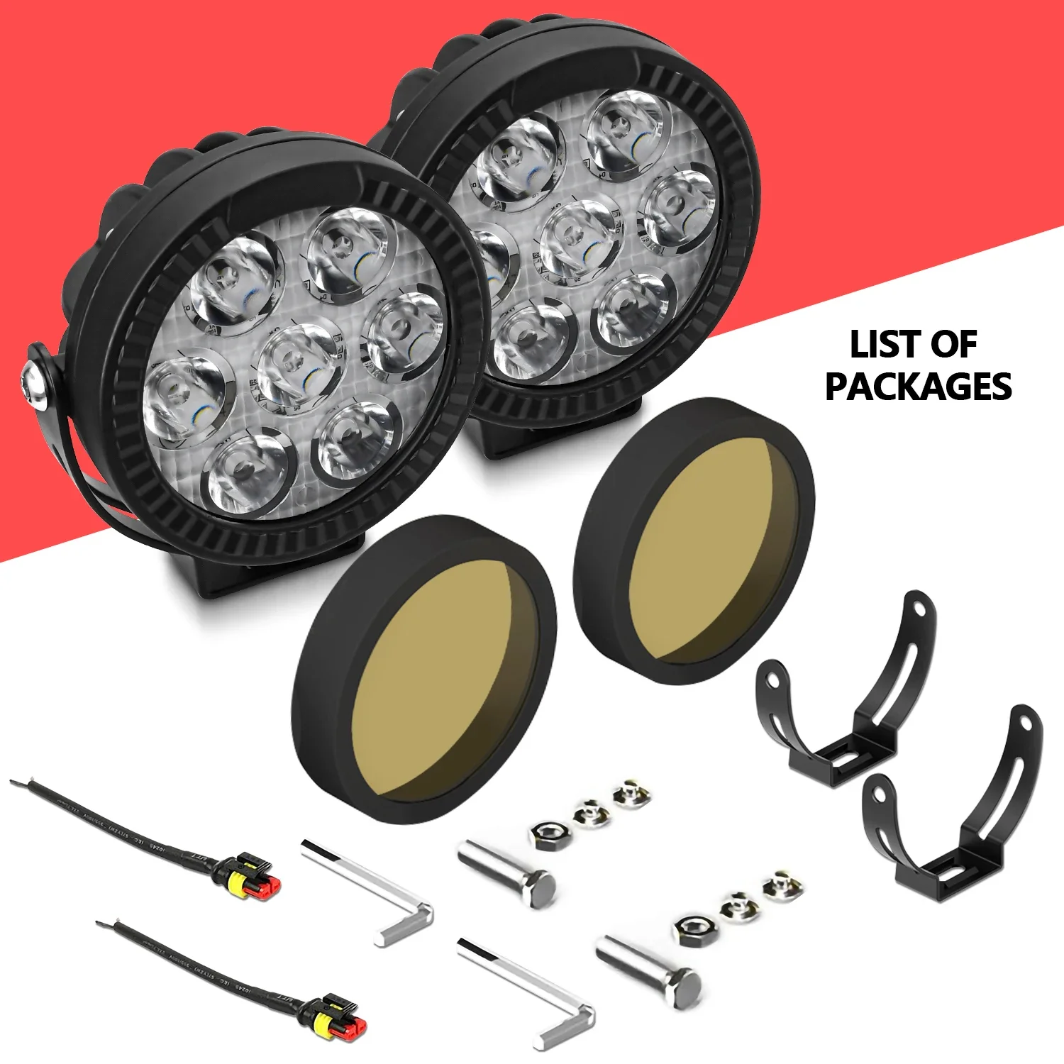 Auxiliary Motorcycle Driving High/Low Len Fog Lamps 6000K Driving Lights Off Roa