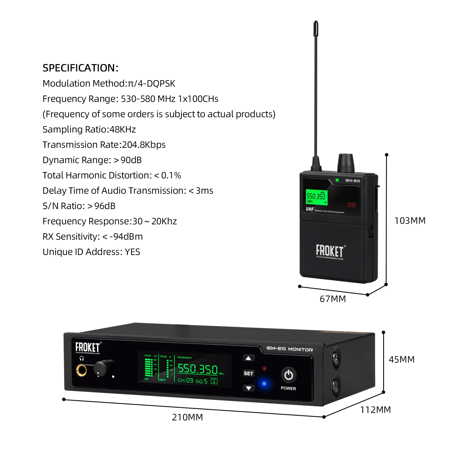 IEM-810 무대 전용 모니터링 시스템, 블루투스 연결, 스몰 사이즈, 휴대 용이, 무대 노래에 적합