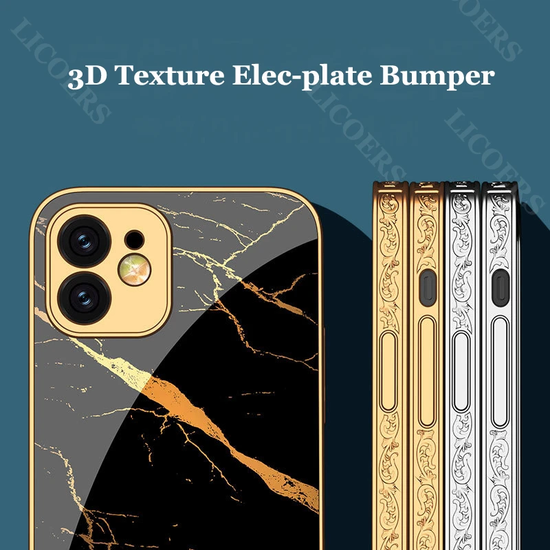 iphone 13 pro max case clear for iPhone 13 12 11 Pro Max Case 3D Floral Texture Bumper Elecplate Full Protect Lens Camera Tempered Glass Cover Antifall Funda 13 pro max case