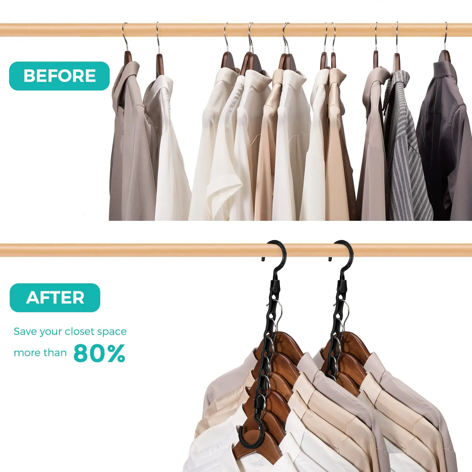 10-Piece Space-Saving Magic Hanger Set - Sturdy Plastic Clothes Organizer