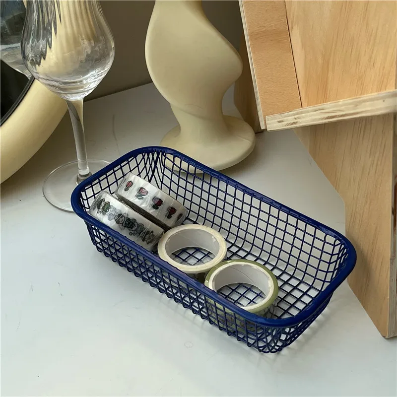 Metal Storage Basket Desktop Stationery Storage Sundries Organizer Makeup Brush Holder Container Functional Photocards Case pen holder,stationery organizer,photocard holder