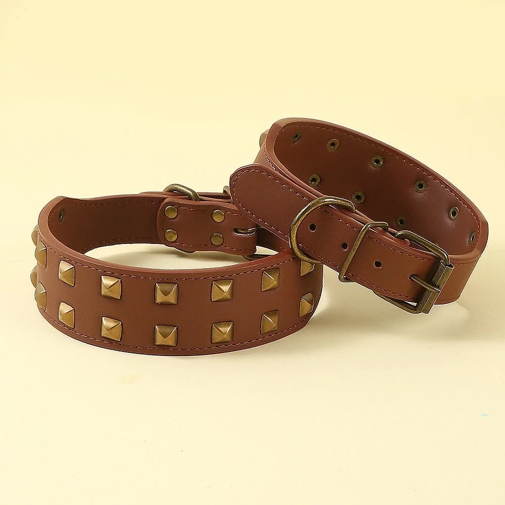 

2" Wide Sharp Spiked Studded Leather Dog Collars Pitbull Bulldog Big Dog Collar Adjustable For Medium Large Dogs Boxer L-3XL