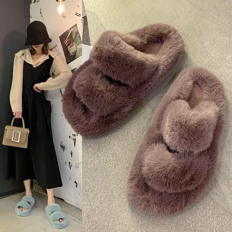 

Mao flush shoes autumn and winter women's thick bottom home wear a cotton slippers shuzi