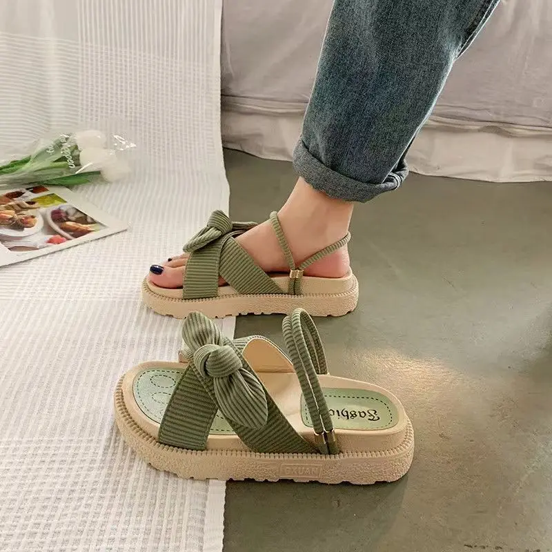 Dropshipping Women Sandals Summer Fairy Style Flower Sandals Fashion Student Platform Ladies Slippers 2024 New Clogs Female Shoe