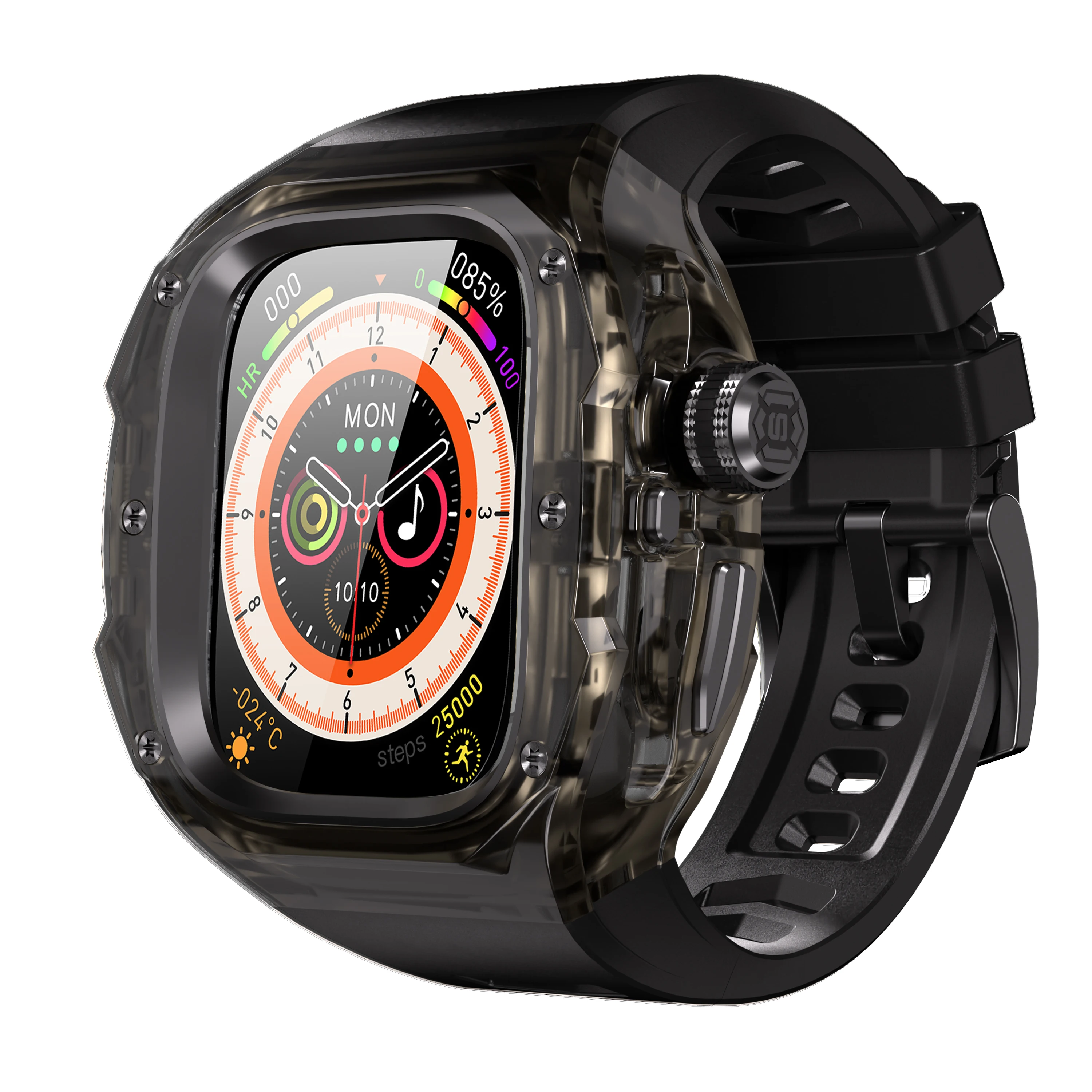 Enhanced Crystal Watch Case, 49MM - Easy Install, No Screws, Multiple Colors Available