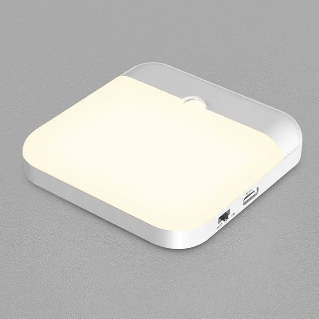 Bevegelsessensor LED-lys USB-lading Firkantet lampe for soverom, kjøkken, trapp, gang, garderobe, skapbelysning_voghion.com
