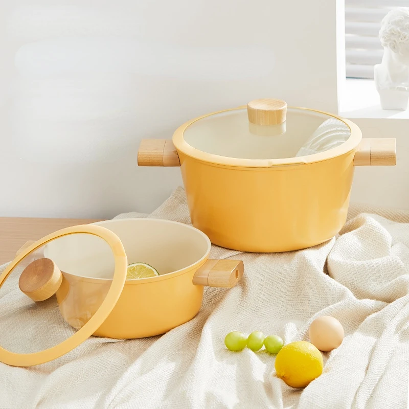 

Instant Noodle Soup Pot Ceramic Household Non-Stick Pan Induction Cooker Gas Stove Universal Pot with Two Handles