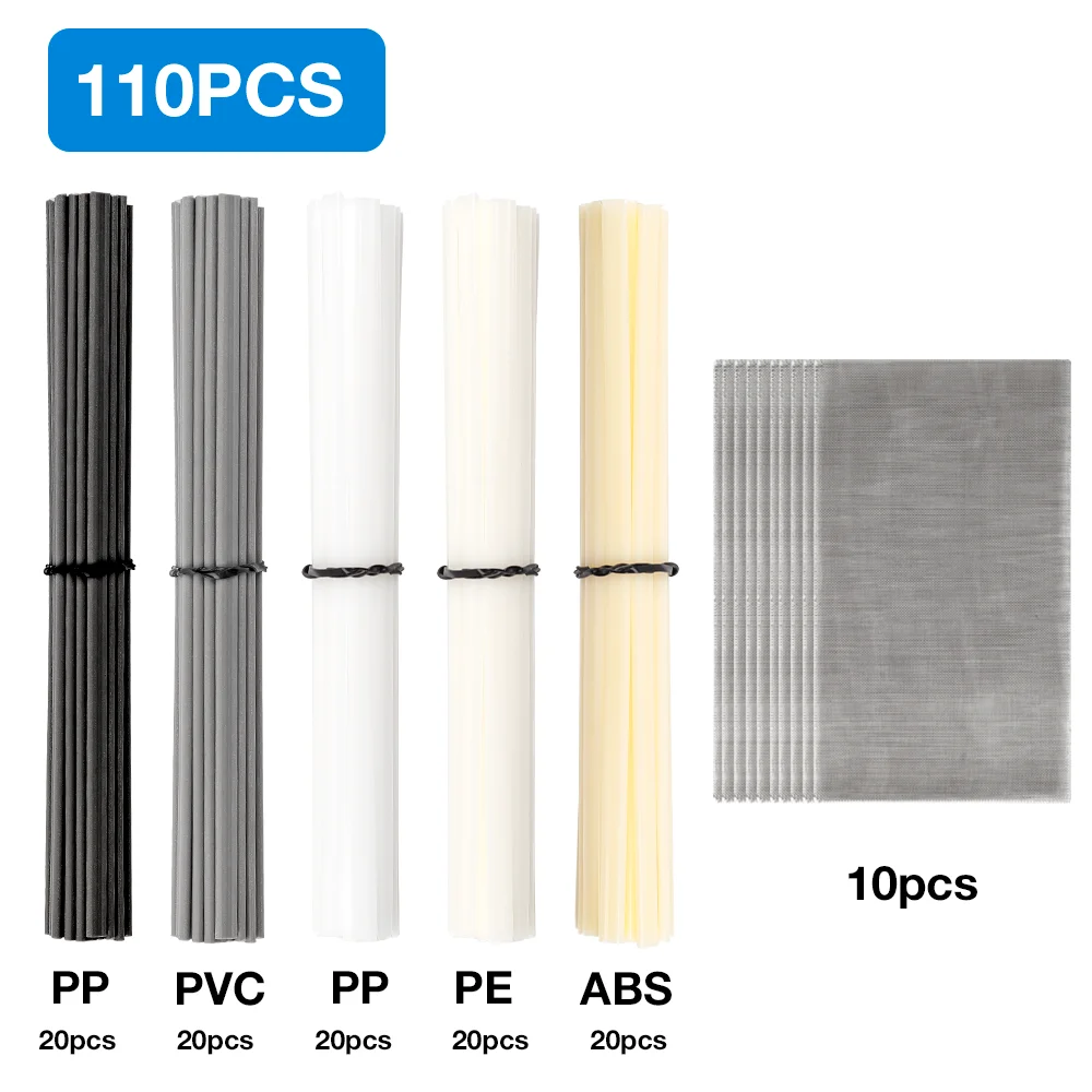 55/110-teilige Kunststoffschweißwerkzeuge, PP/ABS/PVC/PE-Schweißstäbe, Schweißreparaturnetz aus Edelstahl 304, 15 x 20 cm, Schweißzubehör für die Reparatur von Autostoßstangen – Detail 5