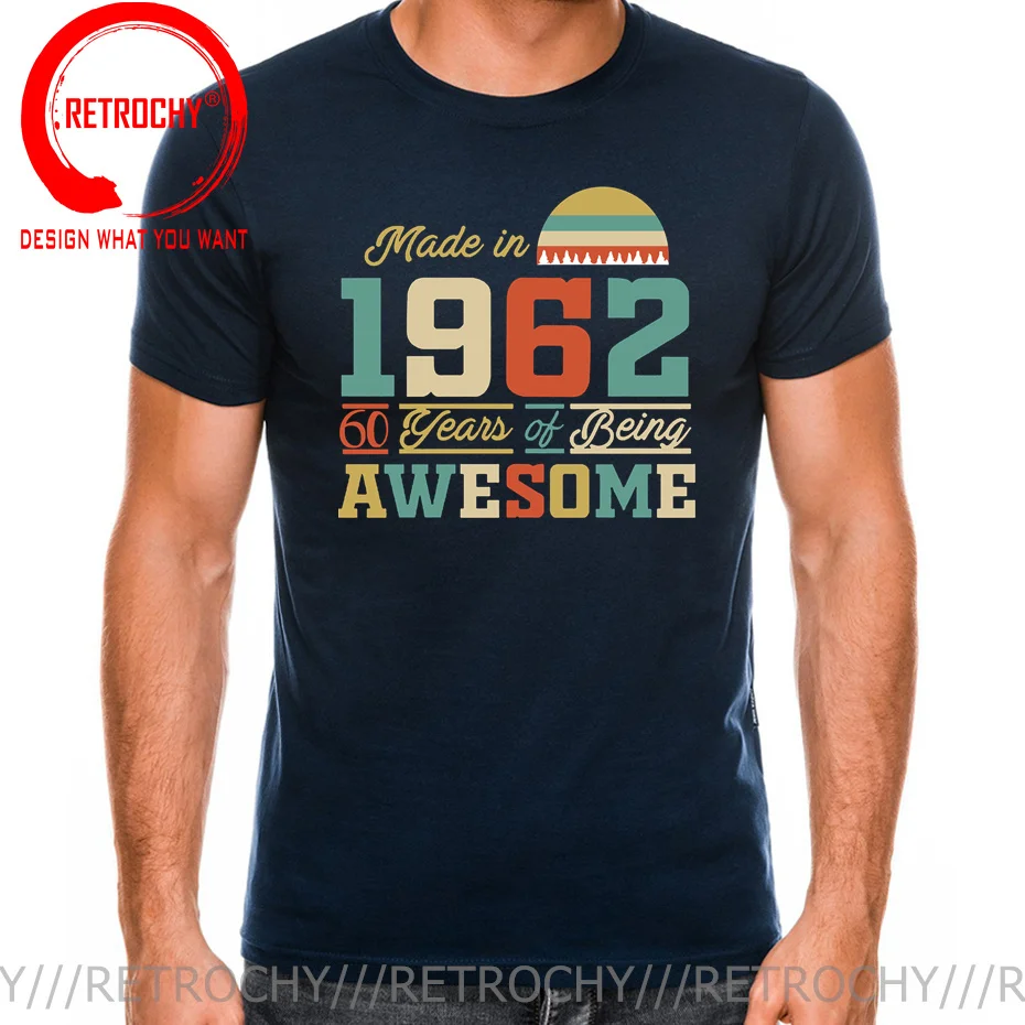 Vintage Classic 1962 T Shirt women 60 Years Old Birthday Gift Tee Shirt Casual Mens T-Shirt Summer Apparel Born in 1962 Clothing