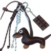 Keychain Retro Ins Style Sausage Dog Car Keychain Bag Pendant Hanging Rope Chocolate Weaving Rope Accessories 6
