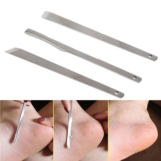 Stainless Steel Foot File Knife,3Pcs Foot Calluses Pedicure Knife Tool Foot  Scraper