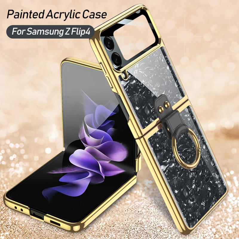 

GKK чехол-книжка для Samsung Galaxy Z 4 3, роскошный чехол с рисунком, стеклянный чехол-подставка с кольцом для Galaxy Z, Твердый чехол с 4 отделениями