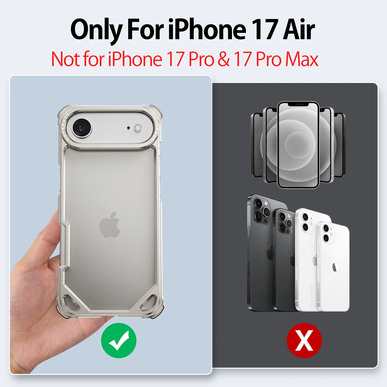 Eary for iPhone 17 Air Phone Case Magsafe Aluminum Alloy Metal Frameless Shells Minimalist Anti-Drop Shockproof Protective Cover