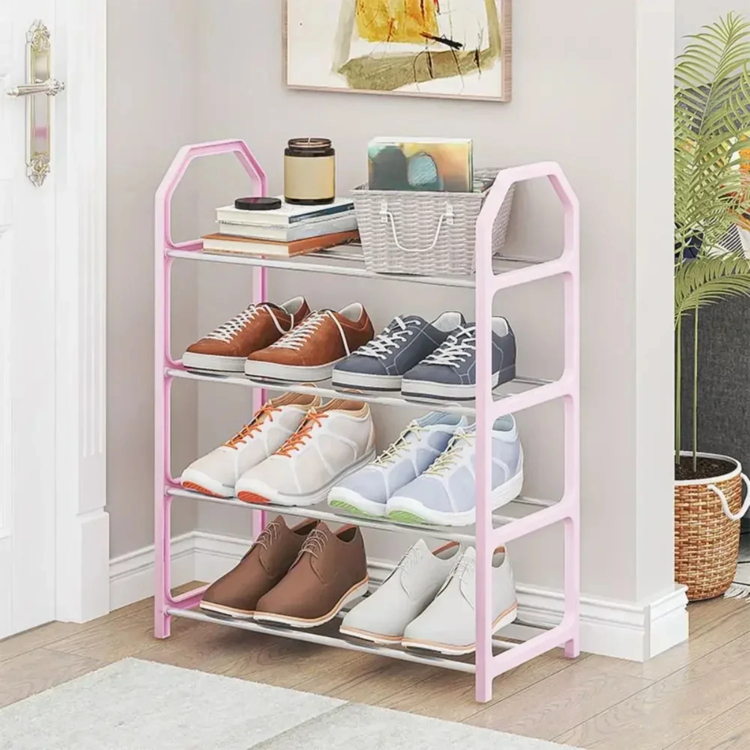 Simple Fashion Shoe Rack 4-Layer Trapezoidal Shoes Organizer Stand Holder Living Room Space Saving Modern Assembled Shoe Rack - 3