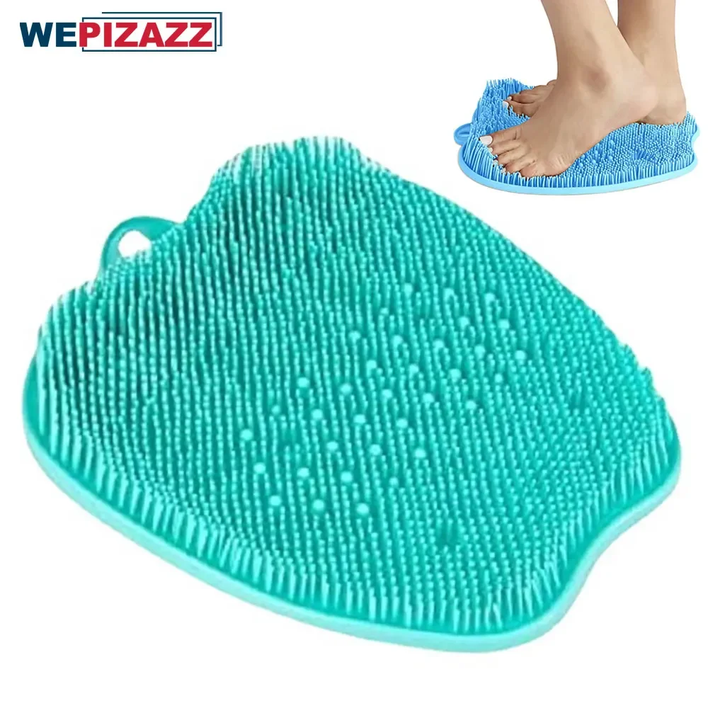 Shower Foot Scrubber Mat Back Washer Exfoliating Bath Wash Pad Wall Mounted Slip Suction Cups Foot Scrubber for Shower Cleaner non slip bathroom mat cobblestone embossed carpets bath in wash basin bathtub side floor rug shower room doormat memory