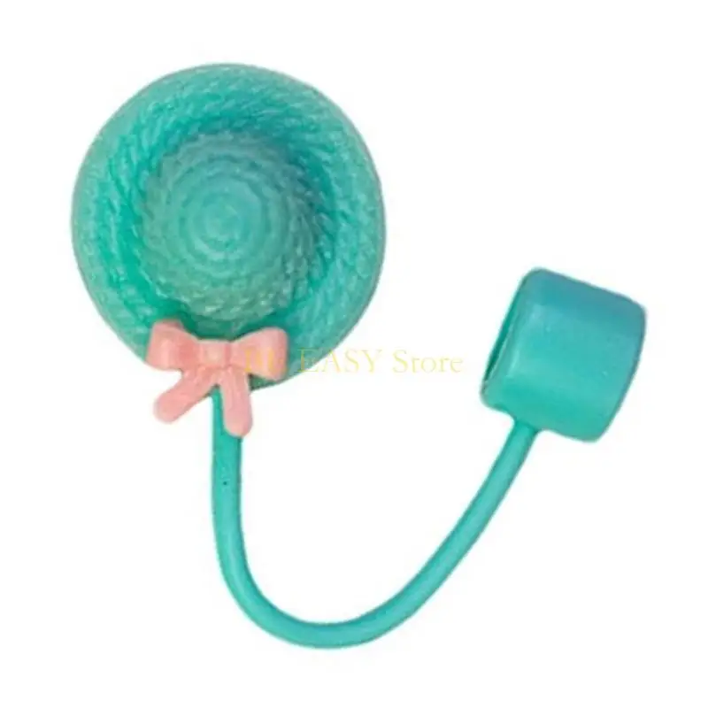 E28F Lovely Hat Shape Silicone Straw Covers Caps Drinking Straw Tip Lid Reusable Caps Plugs Dishwasher Safe