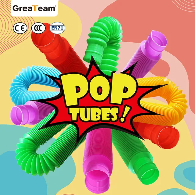 EU Quality Music Pipes Fidget Well Packged 8Pcs Poptube Shape Squeeze Sensory Toys DIY Stress Relief Decompression Stretching 1