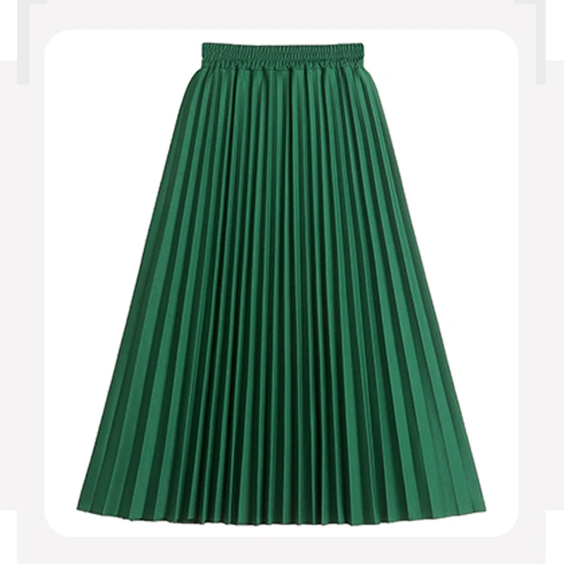 white pleated skirt Solid Color Large-swing Pleated Skirt Women's 2022 Spring New Elastic Waist Multi-color Elegant and Thin Mid-length A-line Skirt pencil skirt Skirts