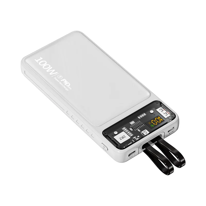 Cargador portátil de 32000 mAh, 22.5 W QC 3.0 PD 20 W, pantalla LED  inteligente, carga rápida, cables integrados, batería externa, carga 5