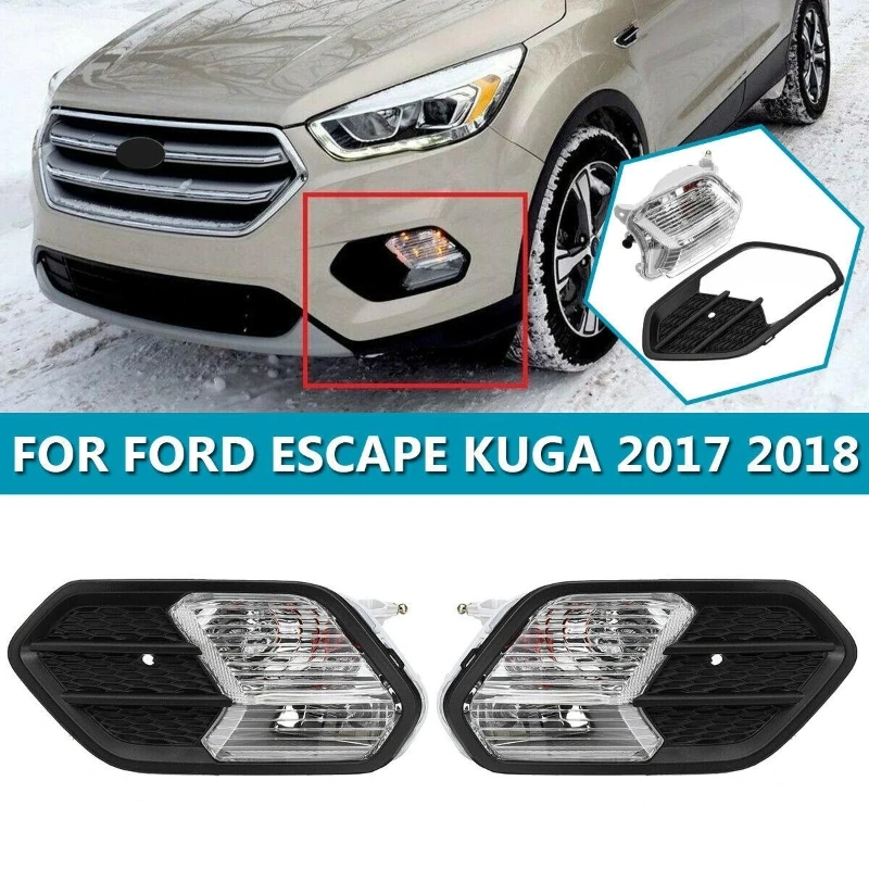 

1Pair Car Front Fog Light Signal Lamp For Ford Escape Kuga 2017 2018