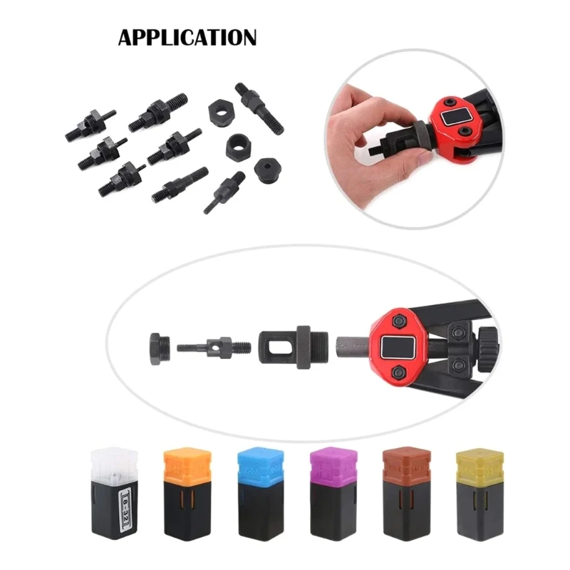 

Rivet Nut Drill Adapter Riveting Manual Threaded Hand Riveter Tips 6PCS