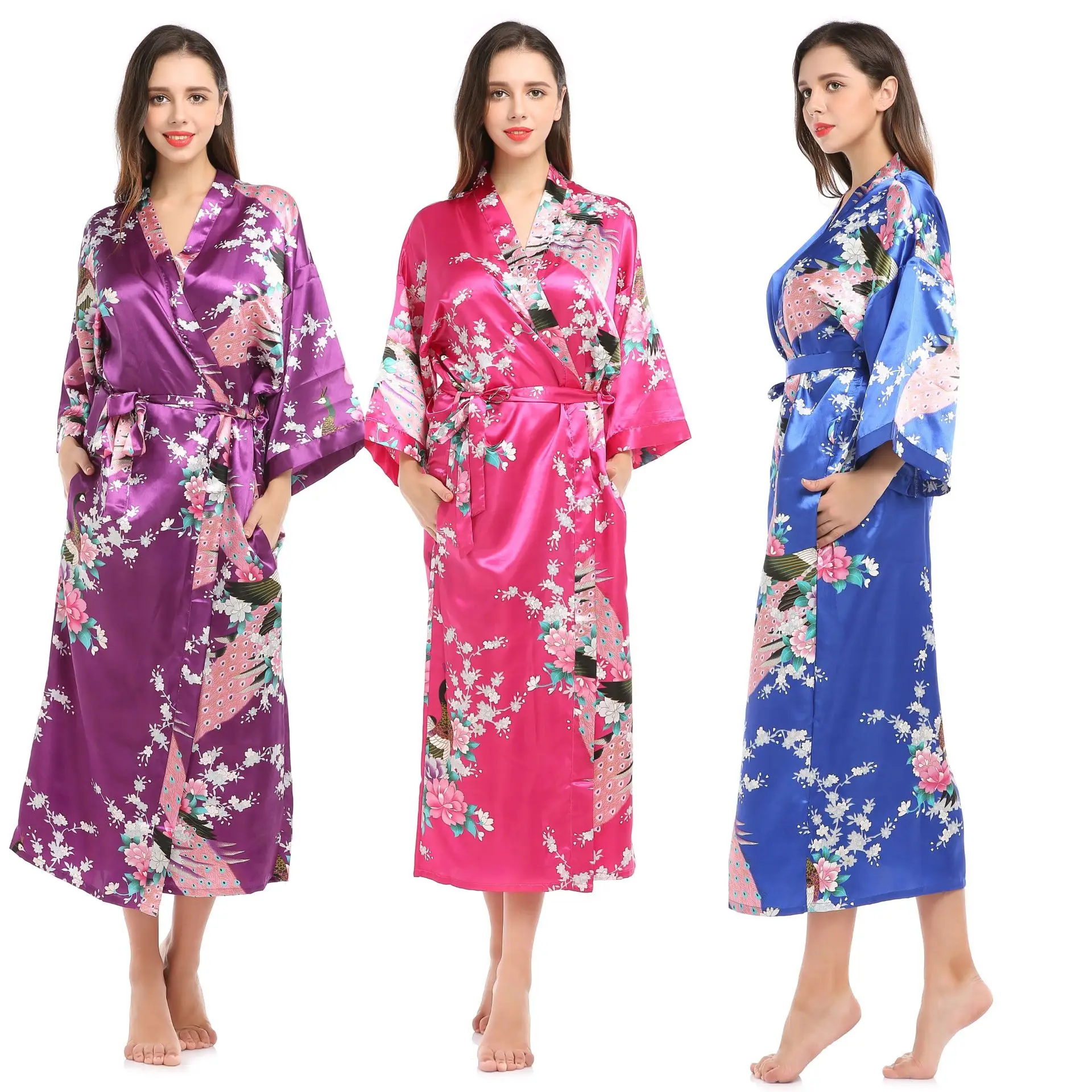 

Women's Silk Kimono Robe, Satin Robe, Night Sexy Robes, Night Grow for Bridesmaid, Summer, Plus Size S-XXXL, 010412