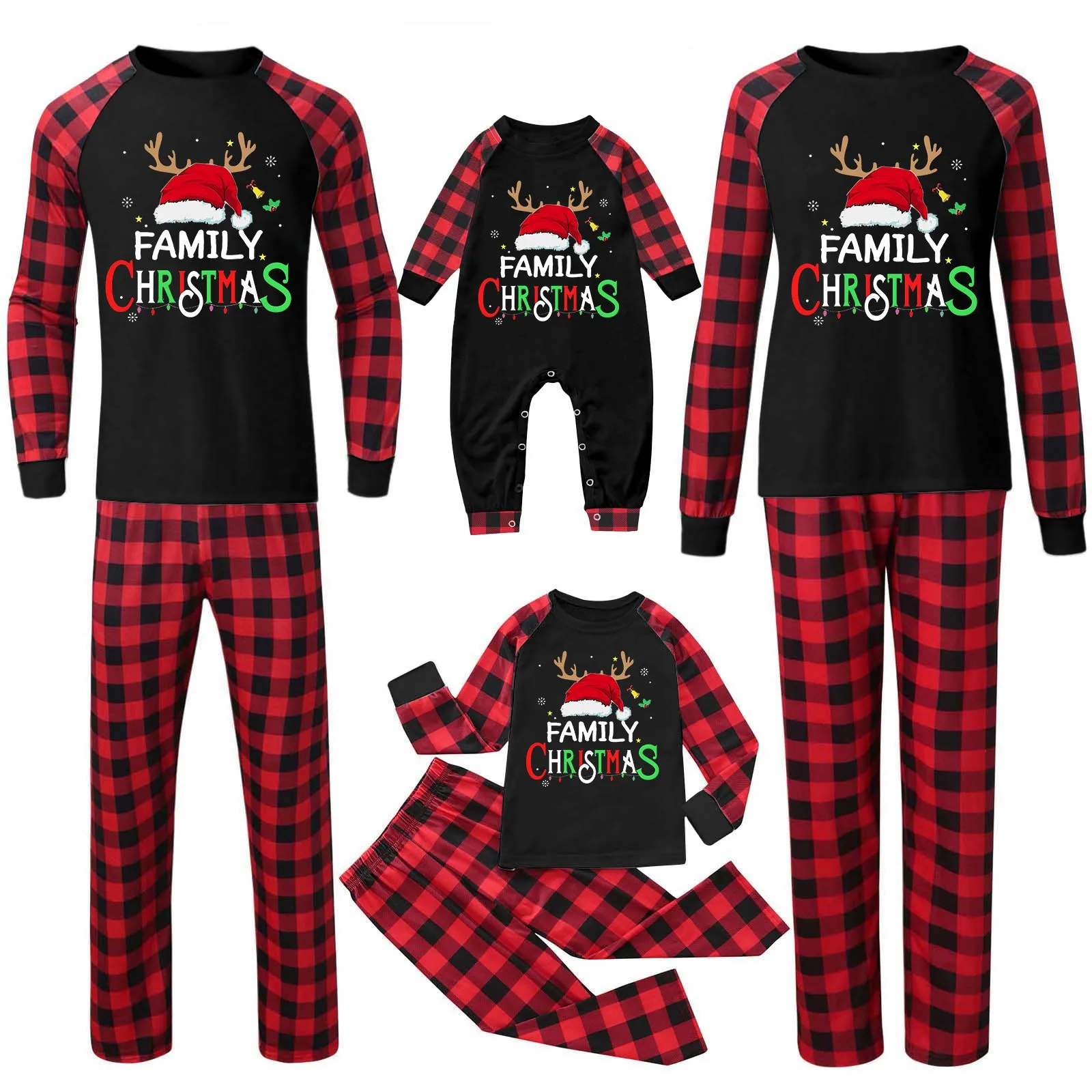 thumbnail image 2 of Conjunto de pijamas familiares con estampado navideño, conjunto a juego para madre, padre e hijos, mameluco para bebé, ropa para niños y niñas, pijamas con aspecto navideño para el hogar para Año Nuev, 2 of 5