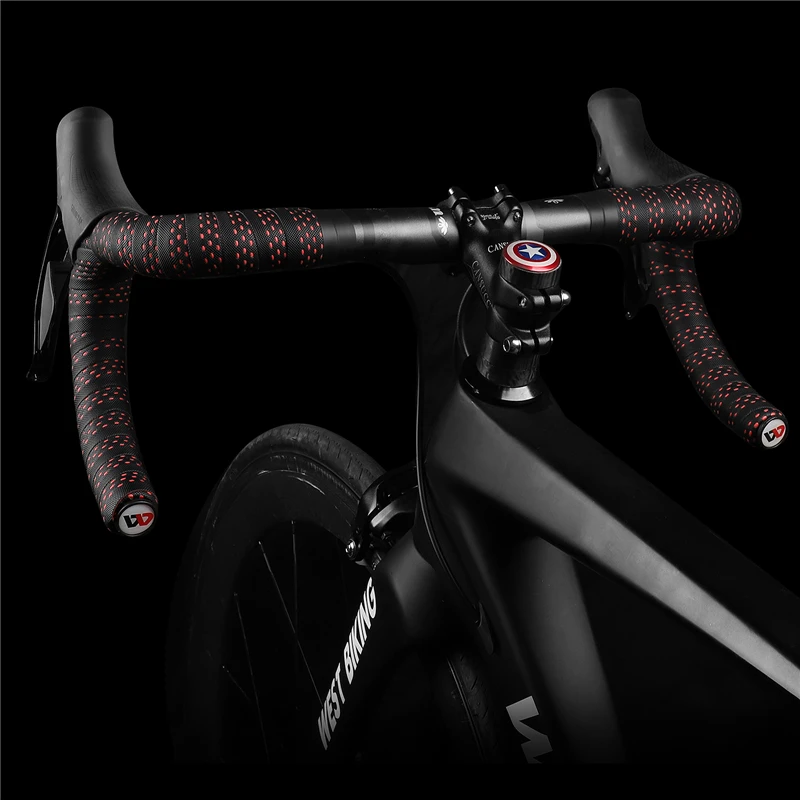 WEST BIKING Bicycle Handlebar Tape MTB Road Bike PU Leather Perforated Belt Breathable Cycling Handle Bar Strap Bike Accessories