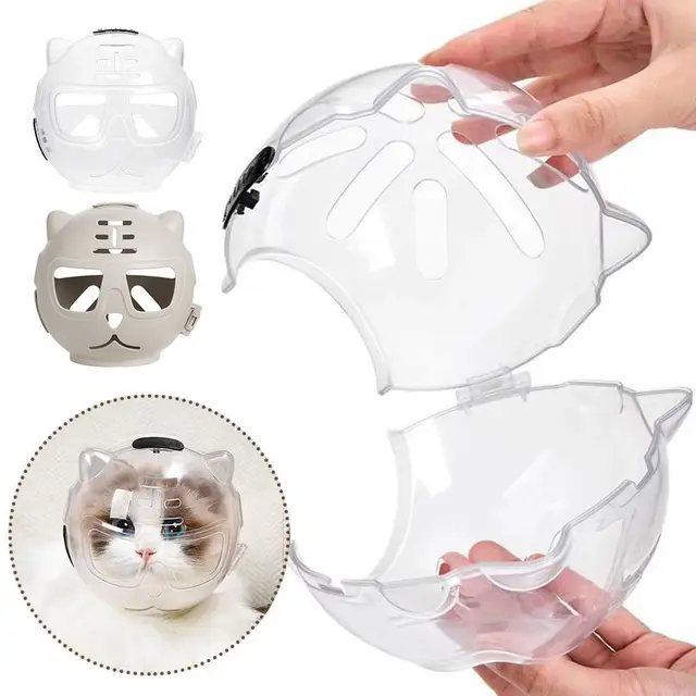 Transparent Breathable Cat Muzzle Anti-Licking Anti-Bite Cat Muzzle Protective Space Hood Anti Scratch Cat Grooming Accessories 4