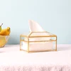 Tissue Box Nordic Creative Glass Gold Paper Box Living Room Household Waterproof Home Decor Luxury Simple Napkin Towel Box Paper 4