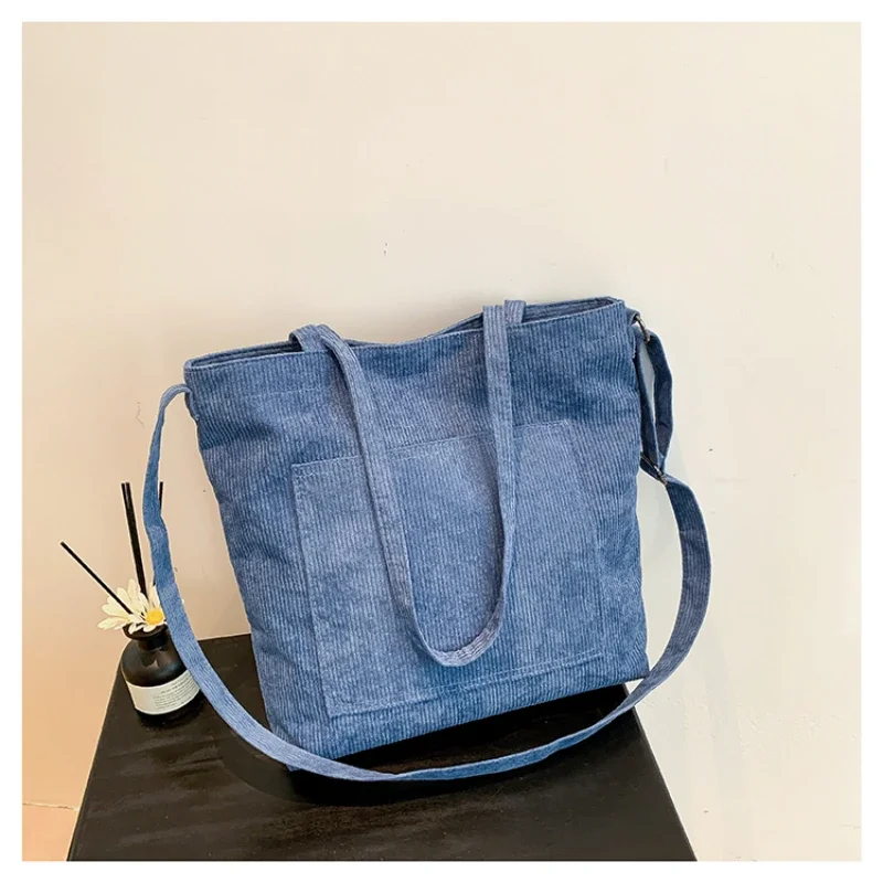 

Commuting Corduroy Ladies Tote Bags Zipper Basic Style Shoulder Bags for Women 2024 Hot Sale Free Shipping Bolsas Femininas