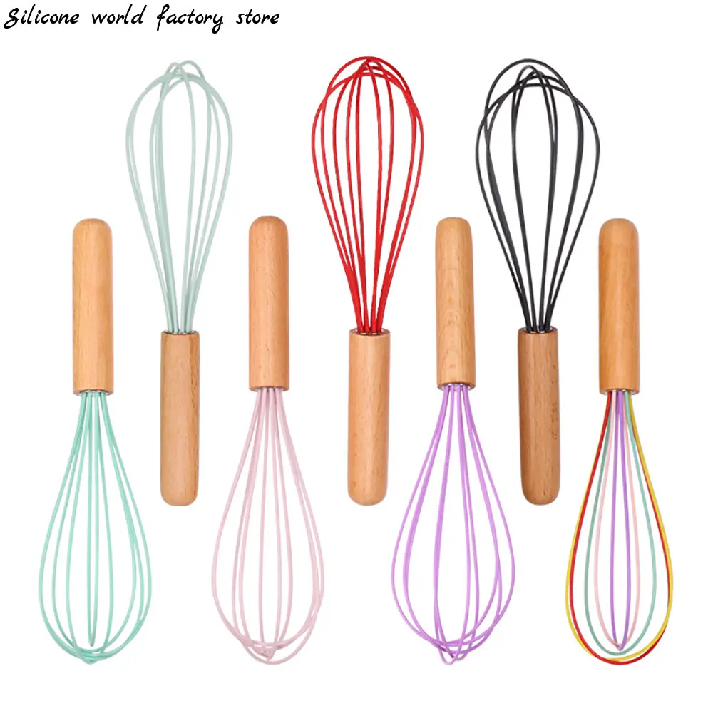 

Silicone world Silicone Egg Beater Manual Whisk Cream Mixer Stirring Mixing Whisking Balloon Coil Style Egg Tools Baking Gadget