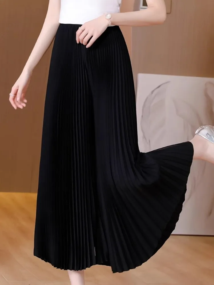 Female Clothing Miyake Fold Loose Wide Leg Pants Women's
