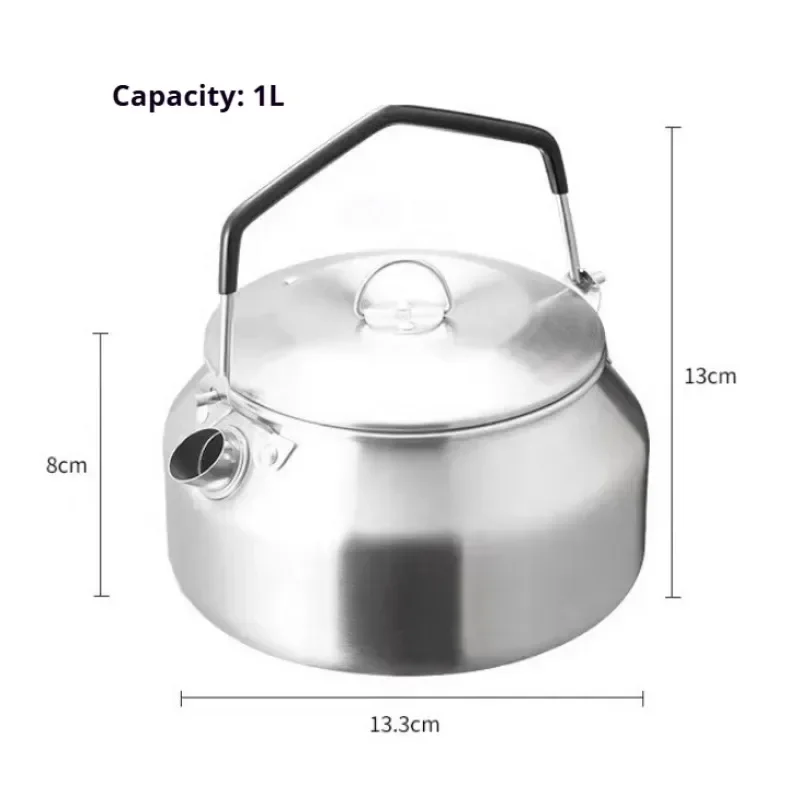 1L/1.2LOutdoor stainless steel kettle travel hike camping large capacity kettle teapot picnic camping equipment supplies