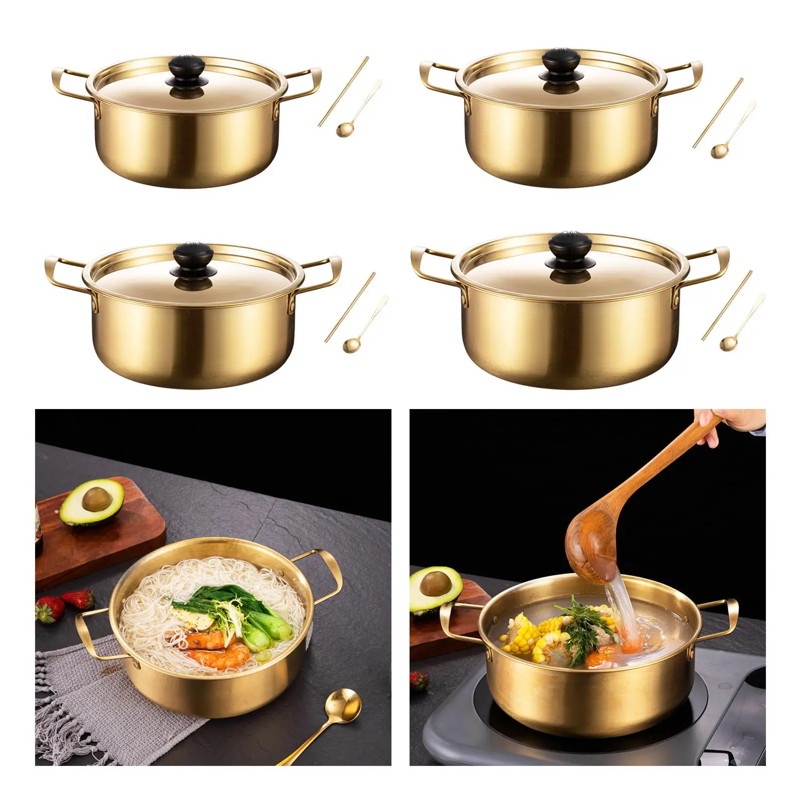 Korean Ramen Cooking Pot Ramyun Cooker Seafood Pot Instant Noodle Soup Pot for Hiking