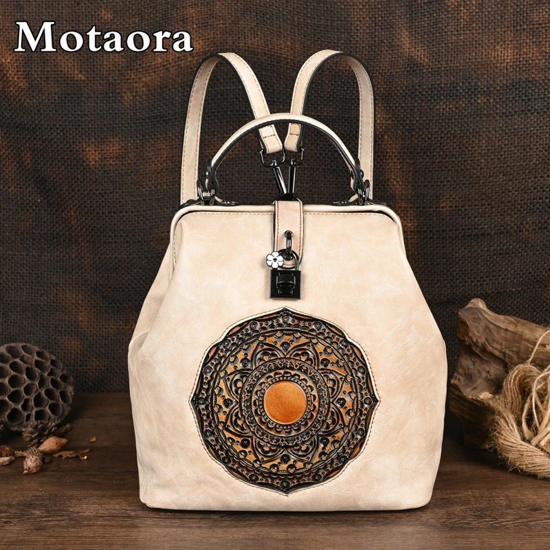 MOTAORA 2024 New Leather Backpacks For Women Vintage Backpack Embossed Female Bag Anti-theft Feminina Backpack Ladies Bags Woman