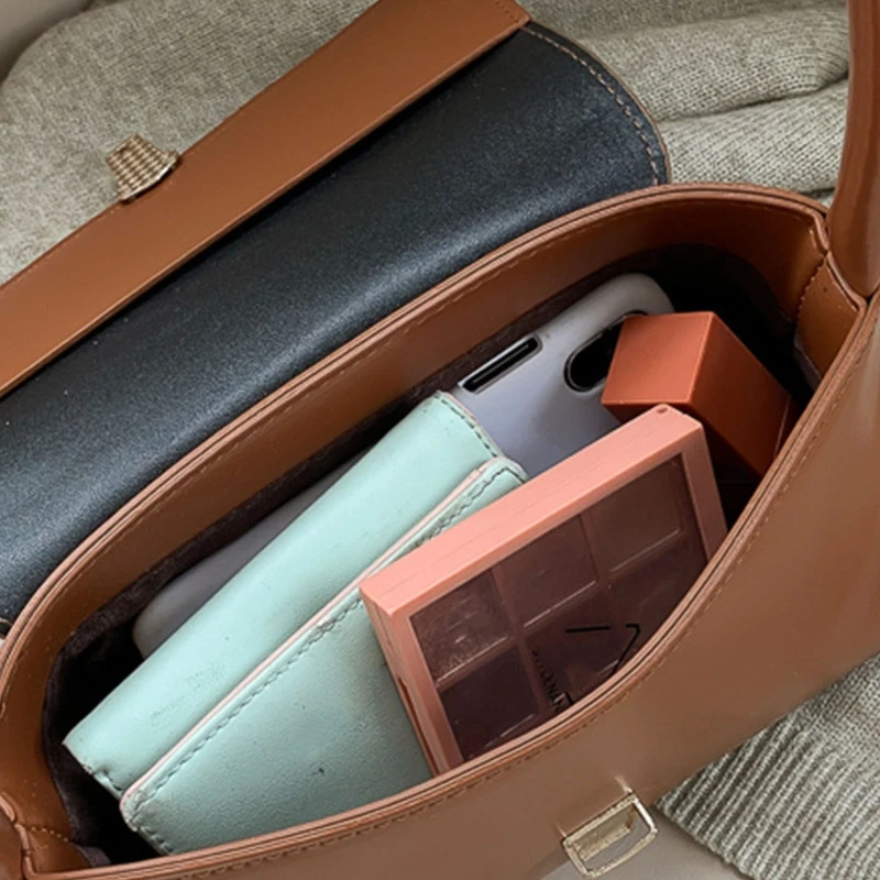 Women Underarm Bag Vintage PU Leather Ladies Small Shoulder Bags Female Tote Purse Handbags Top Handle Bag