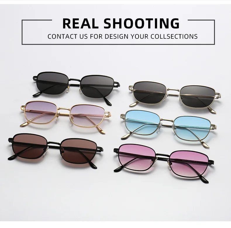 SHAUNA Mode Metall Retro Kleine Rechteck Sonnenbrille Trend Männer Gradient Shades UV400 Sonnenbrille – Detail 3