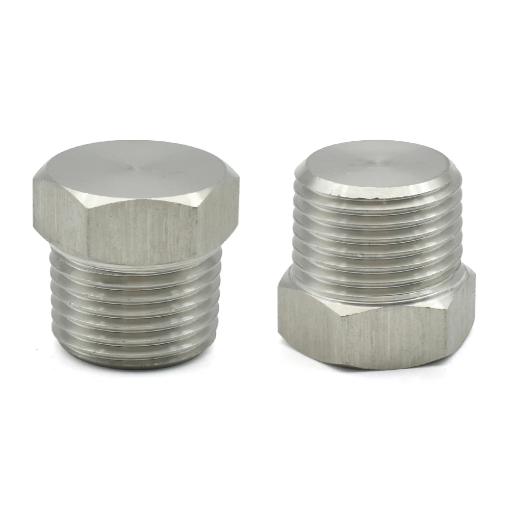 Stainless Steel Pipe Fittings 1/8-1-1/2 BSP NPT Male Countersunk Flange Hexagonal End Plug Cap