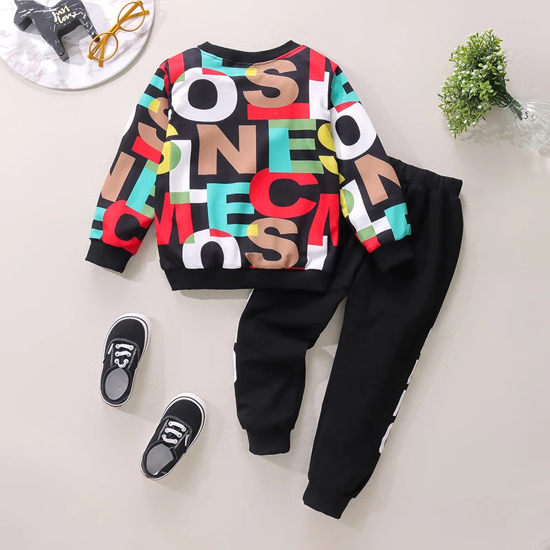 Autumn Children Boys Clothing Sets Kids Letter Print Pullover Tops and Pants 2pcs Sport Suits Baby Girls Casual Outfits