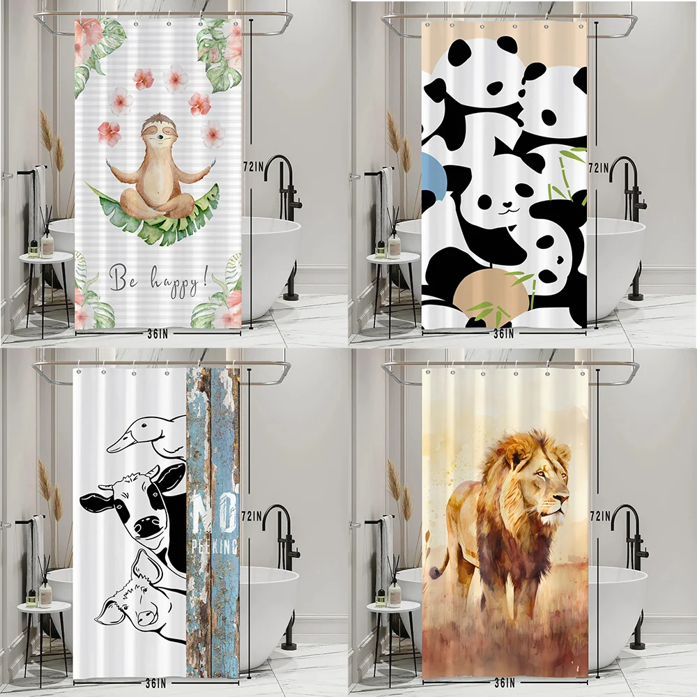 

Забавные Животные, занавеска для душа, мультяшный фермерский живописный домашний декор, Полиэстеровая ткань, водонепроницаемая штора занавеска с крючками для ванной комнаты с крючками 90x180 см